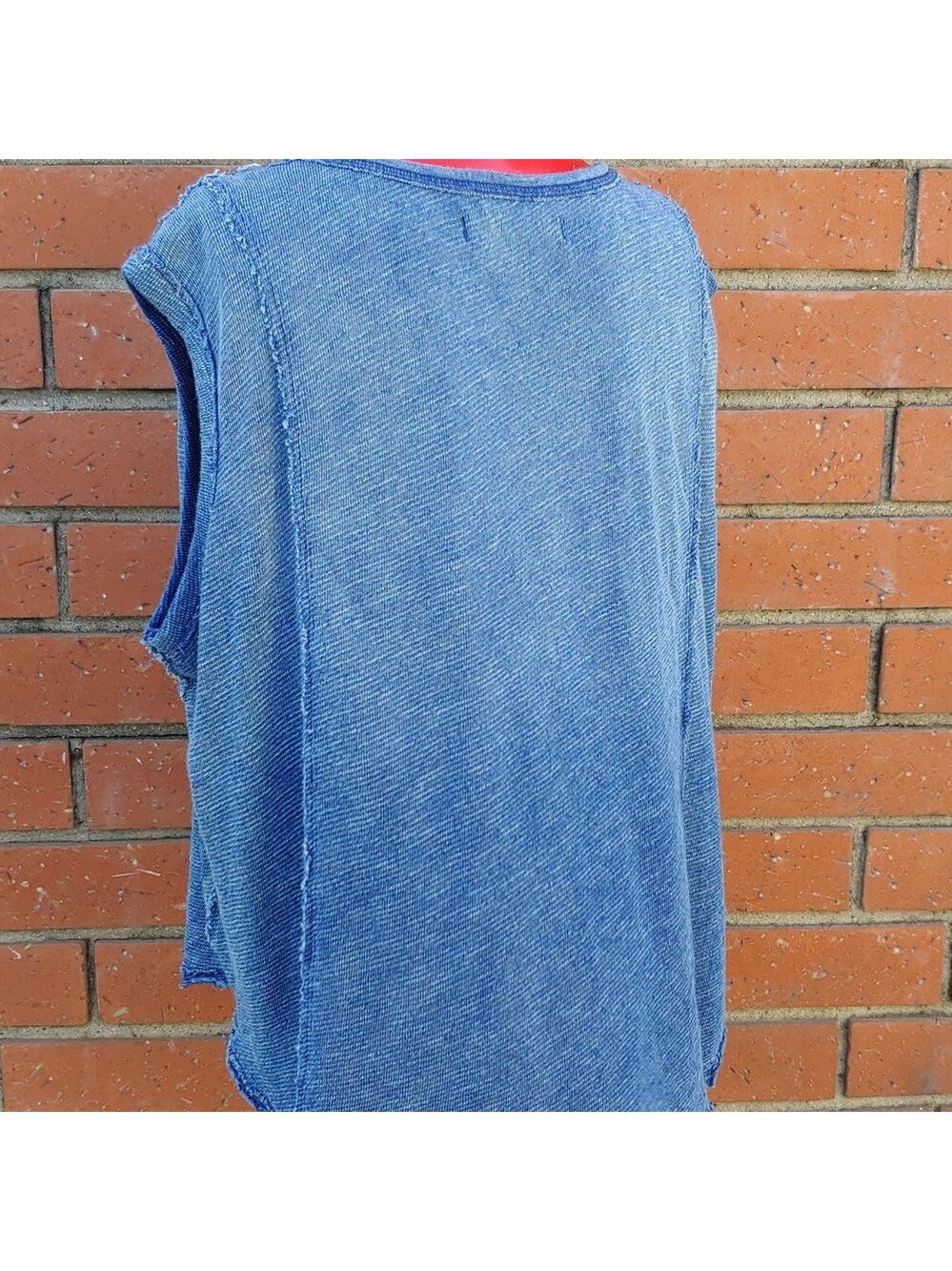 Free People Oversize Sleeveless Denim Color Knit Top by We The Free line XS - Picture 10 of 13